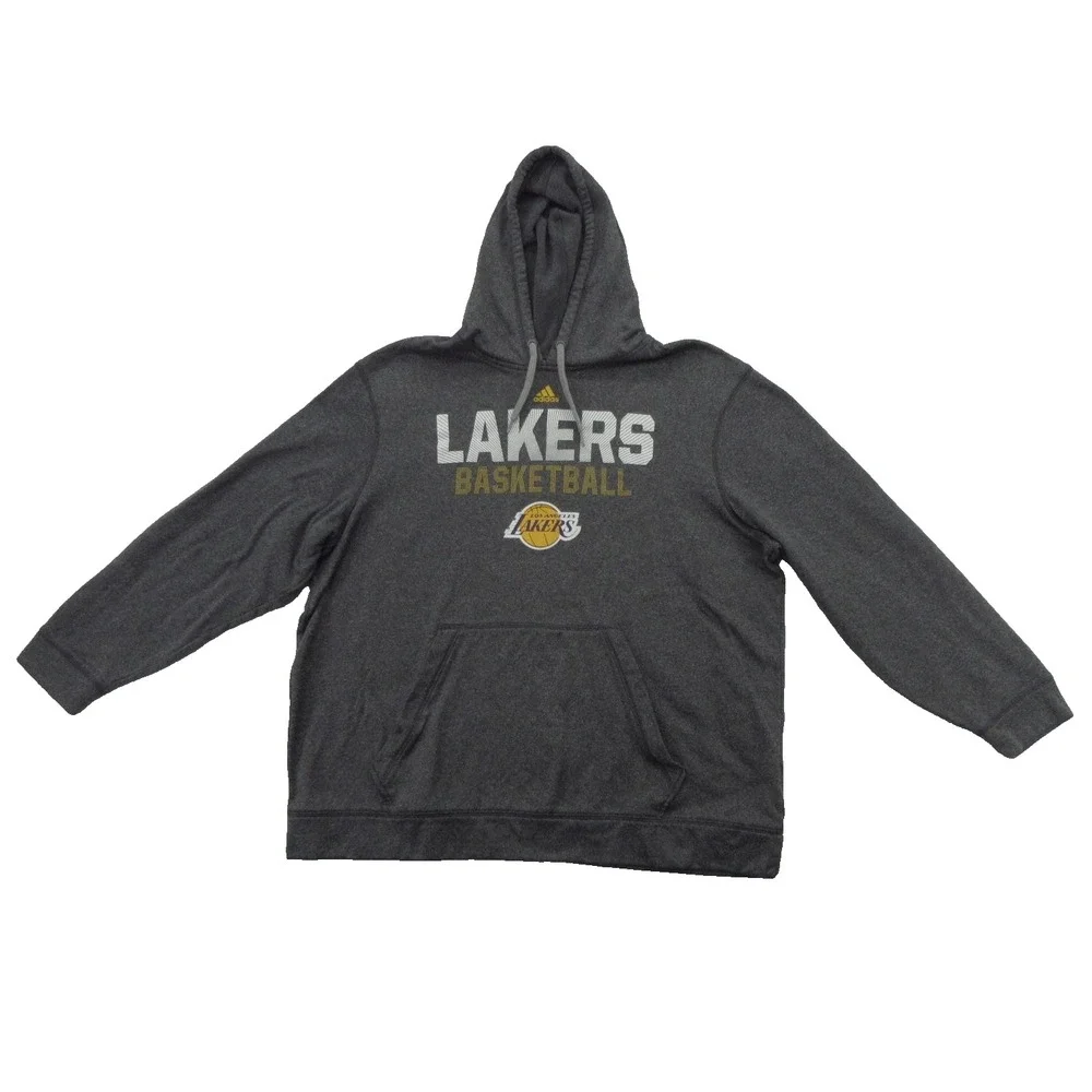 Los Angeles Lakers Hoodie Mens 2XL Pullover Gray NBA Basketball Adidas ClimaWarm